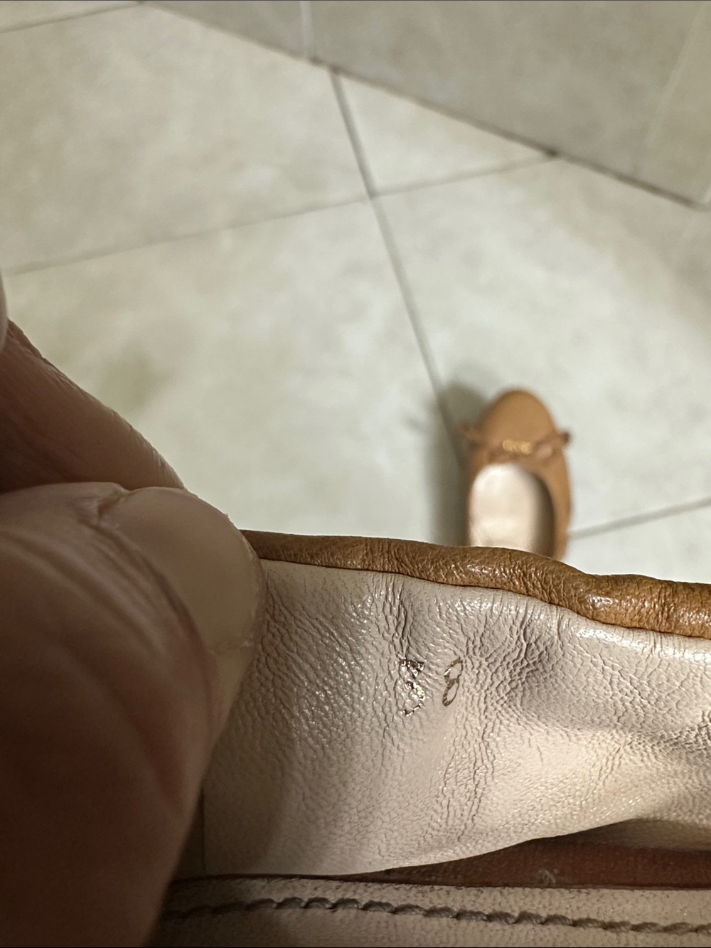 Prada Cognac Leather Ballet Flats with Bow - Picture 5 of 5